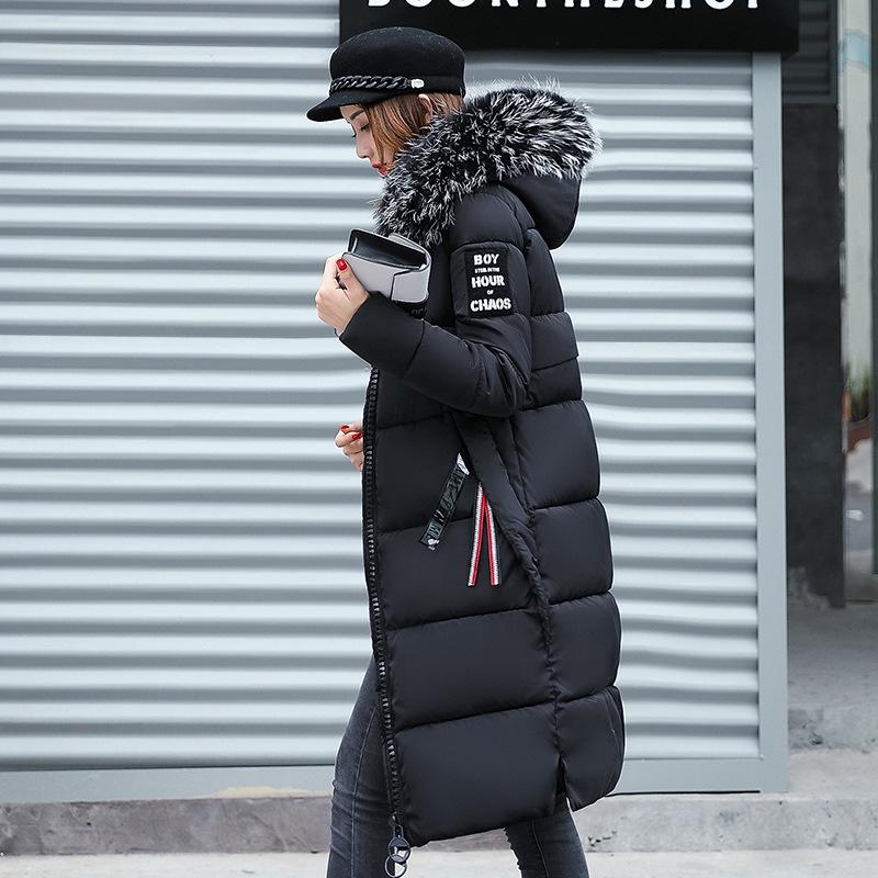 

Women s 2024 Korean Style Long Hooded Down Cotton Coat - Winter Plus Size, Thickened XL