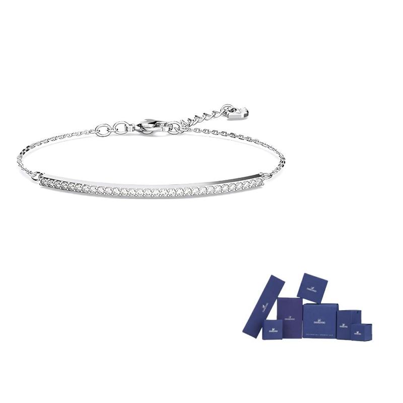 Swarovski Alloy Bracelets Womens White F ( Fits All)-Original brand box серебряный