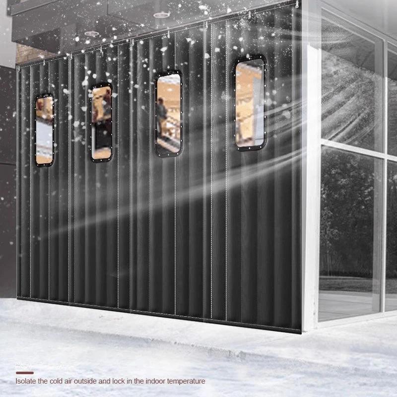 Solid Color Winter Door Curtain Thicken Quilted Blackout Curtains Heavy Duty Living Room Thermal Insulated Drapes Anti-cold