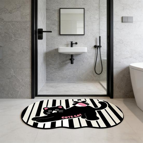 Kreskówkowy Zwierzęcy Dywanik Łazienkowy Chłonny Z Ziemi Okrzemkowej Antypoślizgowy Uroczy Kot Pies Mata Podłogowa do Wejścia Łazienki Kuchni Prysznica