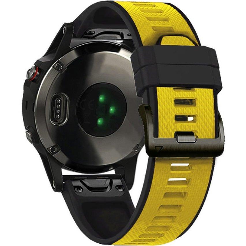 Quickfit Silikonarmband 26mm für Garmin, Gelb / Schwarz