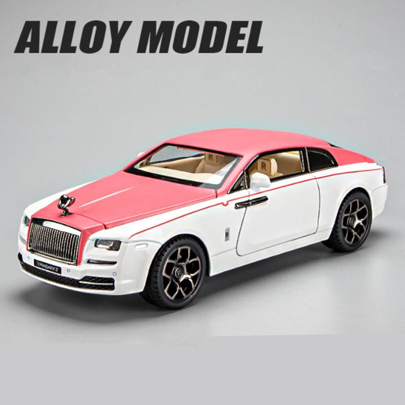 1/22 Legering Bilmodell Leksaker Rolls Royce Wraith Signage Lyx Diecast Metal Model Collection Simulering Ljud Ljus Barn Presenter