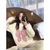 Women's Winter Warm Pajamas Sets Comfortable Long Sleeved Print Color Jacquard Thickened Loose Fleece Pullover 2 Piece Sets