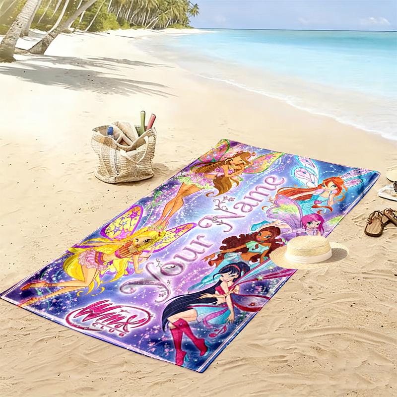 Name Custom Winx Print Beach Towel, Large Soft Quick Dry Towel for Beach Camping Swimming