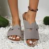 Fashion 2024 Hot Sale Summer Shoes Female Open Toe Women's Slippers Buckle Solid Flat Casual Beach Large Size Slippers Zapatos De Mujer