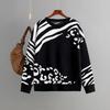 2023 European & American Leopard Print Long-Sleeve Knit Sweater for Women - Autumn/Winter Fashion