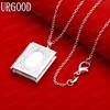925 Sterling Silver Vintage Book And Photo Box Pendant Necklace - Stylish Evening Jewelry