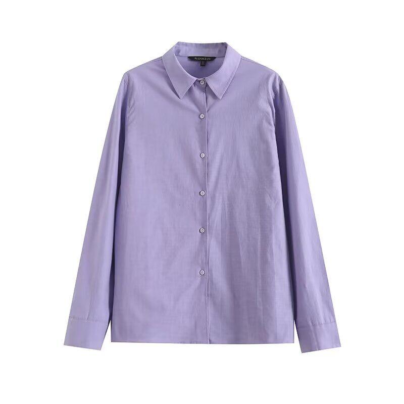 

Fashion Style 2024 Summer New Arrival Women s Temperament Wild Loose French Style Normcore Intellectual Commute Style Linen Shirt Purple L
