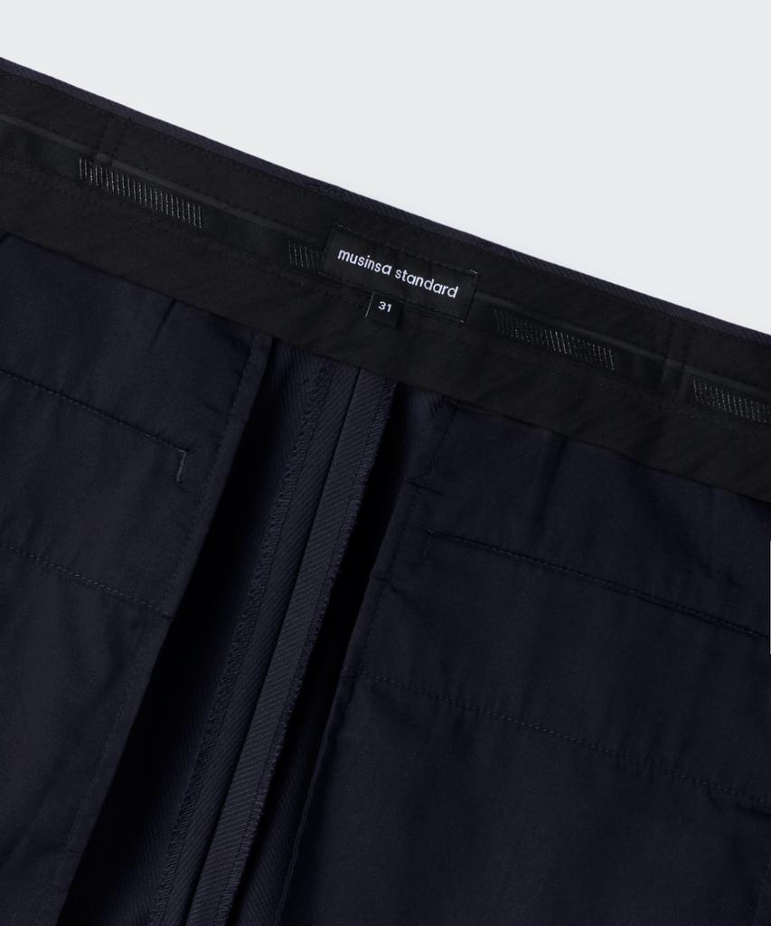 MUSINSA STANDARD Whipcord Straight Hidden Banding Slacks [Navy]