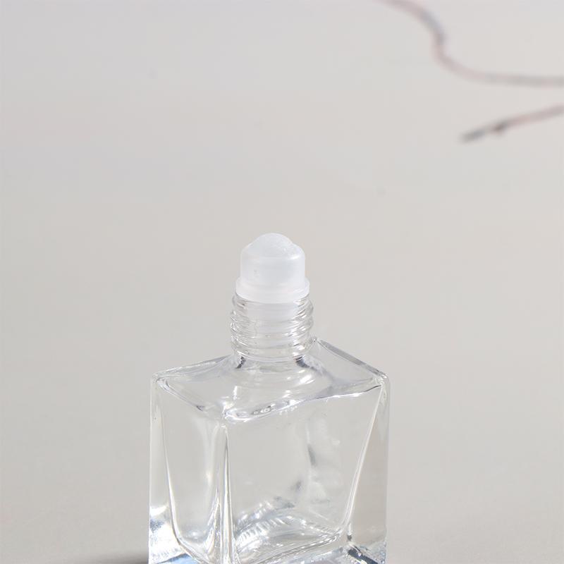 8/10/15Ml Empty Clear Square Glass Essential Oil Bottle Steel Roller Gold Lid Massage Perfume Roll On Sample Vials