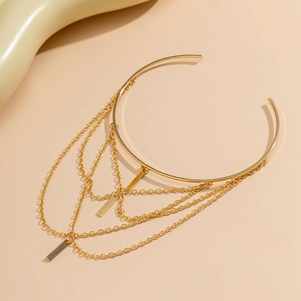 Bracciale Aperto Colore Oro per Braccio Superiore da Donna Nuova Moda Rettangolo Bastoncino Charms Nappa Bracciale da Braccio Accessori Gioielli da Festa