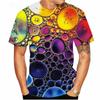 Summer Round Neck 3D Abstract Psychedelic Bubble Pattern Print Top Fashionable Casual Short Sleeved Men's T-shirts