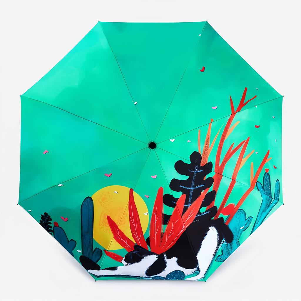 Parasol Small vinyl three-fold women's high-end sense UV protection, weather and rain dual-purpose sun protection outdoor umbrella