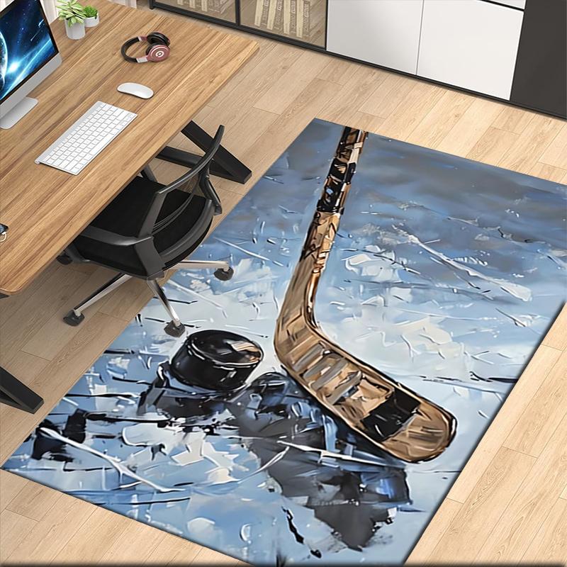 ice hockey Printed Carpet, for Office Chair Living Room Bedroom Kitchen Room Decor Gifts.