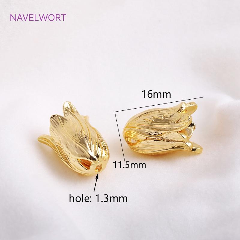 

14K Gold Plated Large Flower Bead Caps High Quality Brass Metal Tulip Floral Tassel Caps DIY Jewelry Making Accessories 1 piece