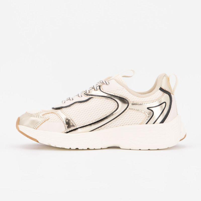 Baskets basses gold toile avec lacets à motifs Femme LE TEMPS DES CERISES