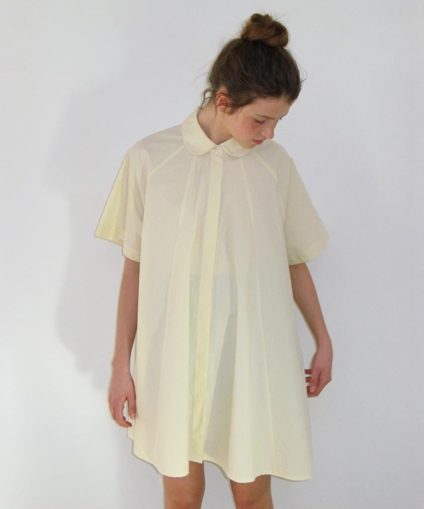 Ronron A Line Collar Shirt Dress Soft Yellow