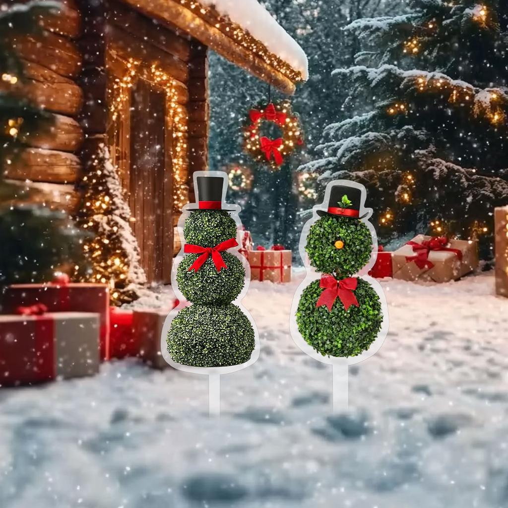 Snowman Shape Acrylic Ground Plug, Suitable For Christmas Porch Decoration Outdoor And Indoor