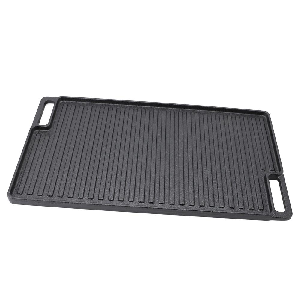 Pre Seasoned Cast Iron Reversible Rectangular Grill Griddle Non Stick Family Pan Cookware with Handles
