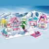 WOMA TOYS C0212A House Building Brick DIY Ice Hockey Snow House Building Block Bricks Set for Girl