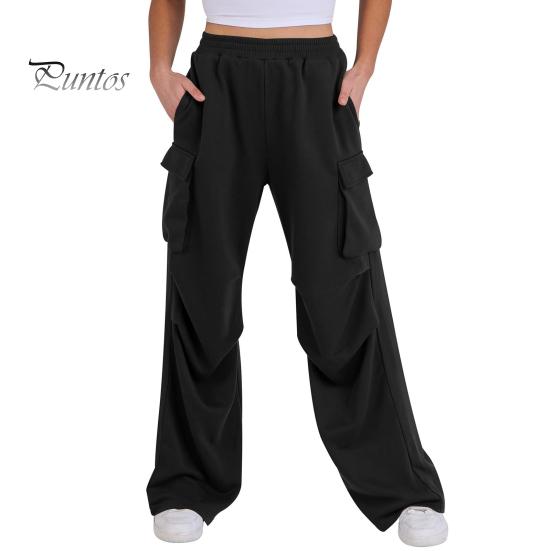 

Женские брюки-карго с эластичной талией, средней посадки, прямые, широкие, со множеством карманов, однотонные повседневные брюки для бега, свободные брюки для отдыха L