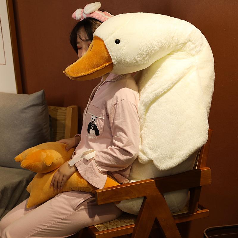 50-160cm Duck Plush Toys Fluffy Sleep Pillow, Cute Animal Stuffed Swan Goose Soft Dolls Floor Mat, Kids Girls Birthday Gift