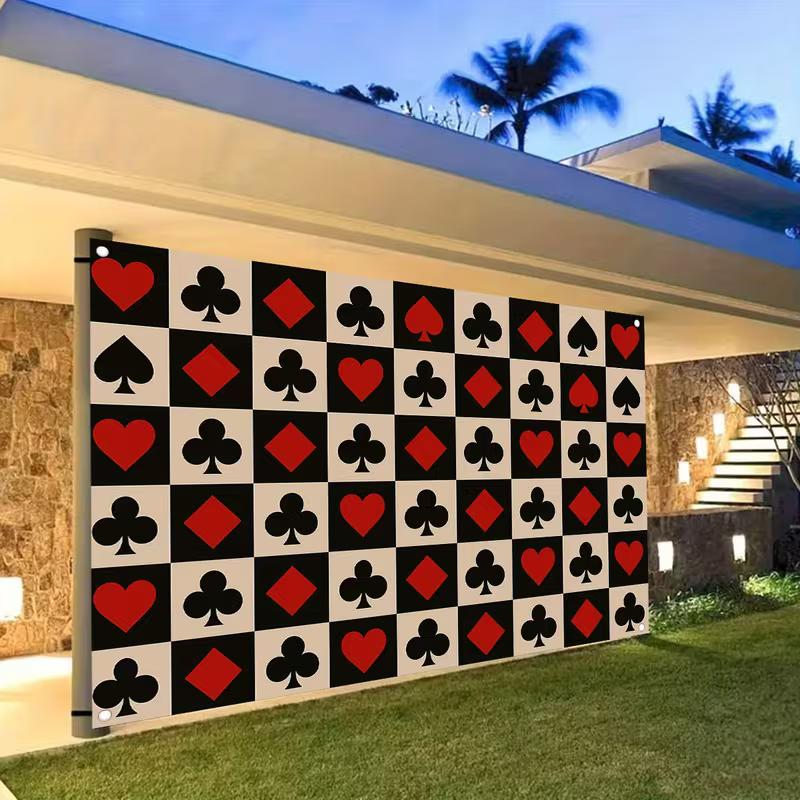 2D Retro Playing Card Suit Tapestry Wall Hanging Casino Party Background Cloth
