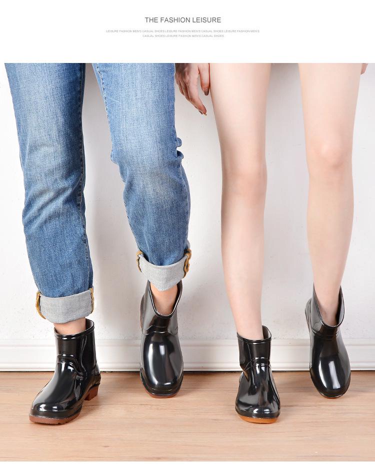 Women's Slip-On Waterproof Short Rain Boots, Non-Slip Mom Shoes for Kitchen, Home & Garden with Tendon Sole