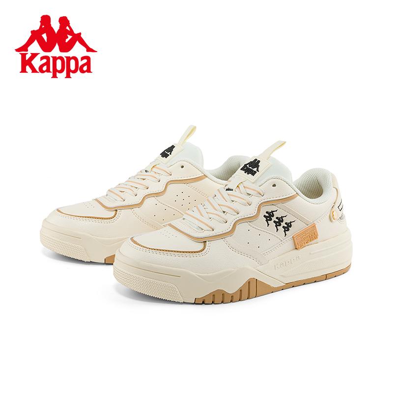 Kappa Board Shoes KOMPO Series Men's and Women's String Label Casual Shoes Leather Sports White Shoes
