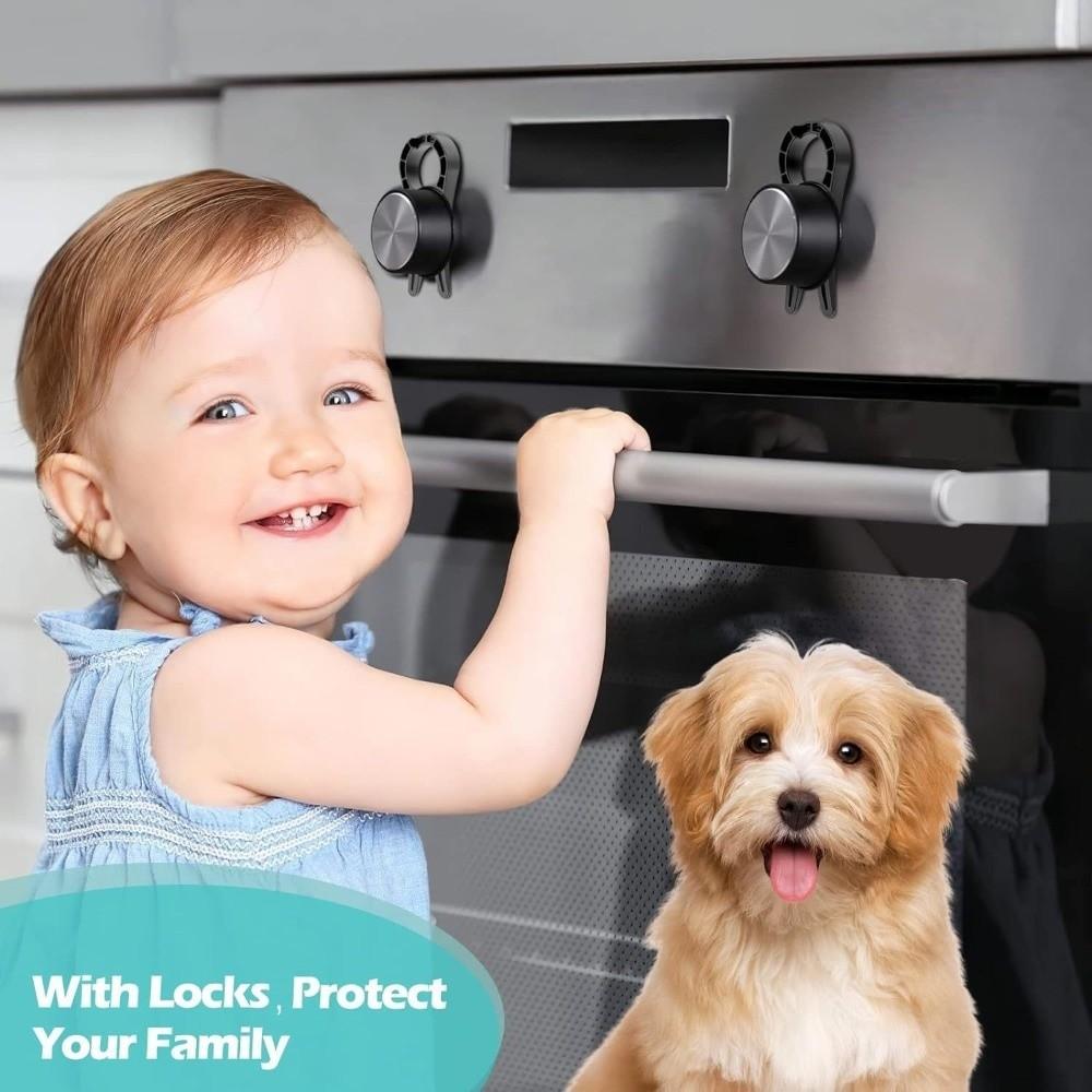 10pcs Black Stove Knob Covers Plastic Kid Proof Locks New Oven Knob Covers for Pet Kid