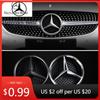Scwlf2 Car Sticker Car Front Grilled Star Emblem LED Illuminated Logo for Mercedes Benz W166 X205 GLS350 400 500 550 AMG/GLS63 White Bl