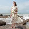 Sancai 2026 Summer Floral V-Neck Puff Sleeve Two-Piece Set