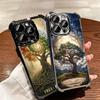 Tree of Life Space Soft Phone Case For iPhone 15 16 17 Air 14 Pro Max 16E Plus 13 12 Mini Plating Anti-Fall Fundas