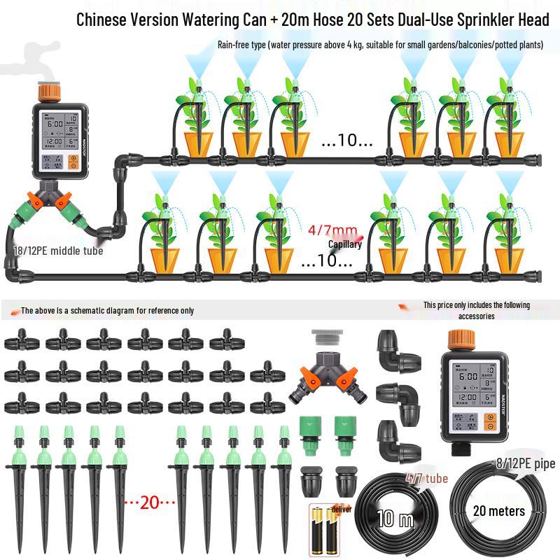 Smart Garden Sprinkler: Timed Irrigation System with Large Screen Controller for Automatic Flower Watering