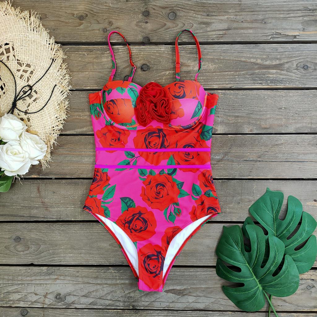 New Sexy One Piece Swimsuit Women Swimwear Cut Out Bathing Suit Summer Push Up Monokini Print Swim Suit  Beach Wear Female
