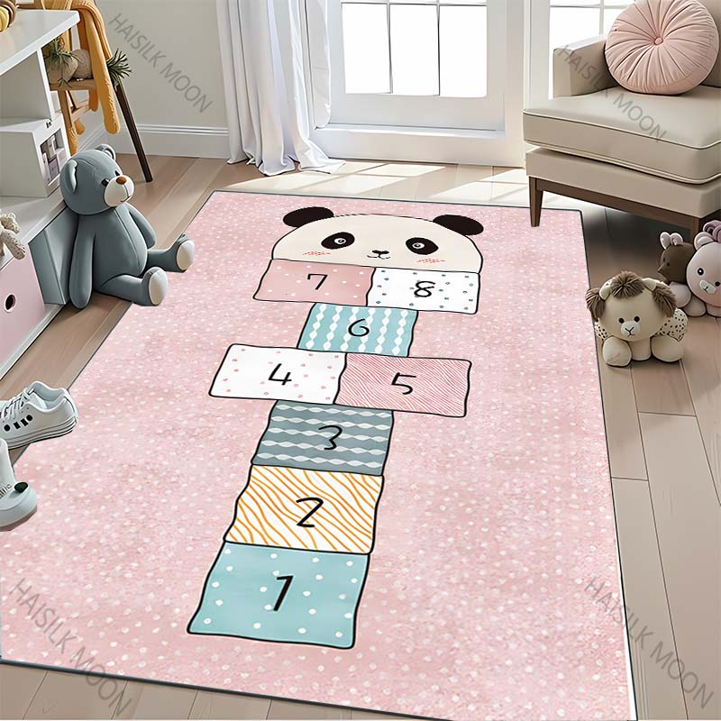3D HD Hopscotch Carpet, Living Room Bedroom Mat, Comfortable Durable Rug, Modern Simple Style, Non-slip Rug for Children To Play