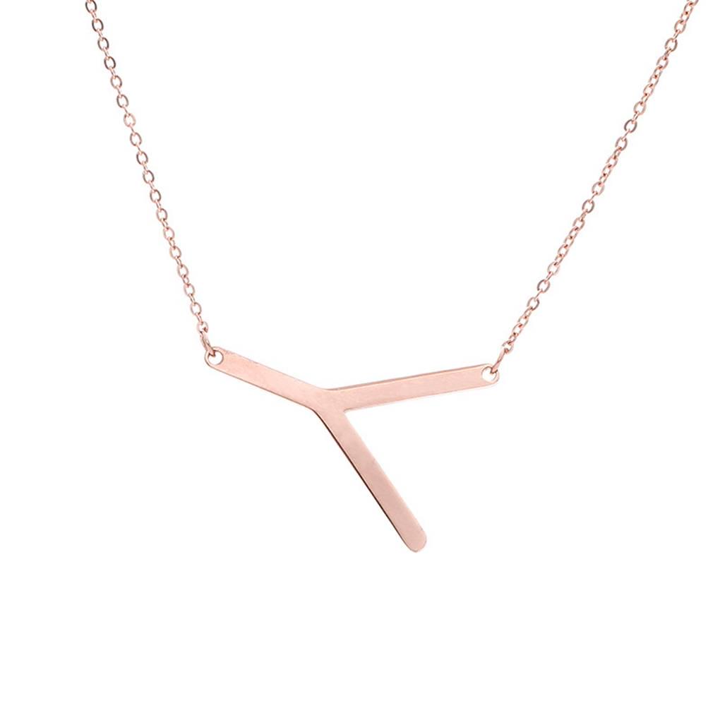 

Alphabet Necklace Rose Plated Initial Letter Alphabet A - Z Choker Pendant letter y