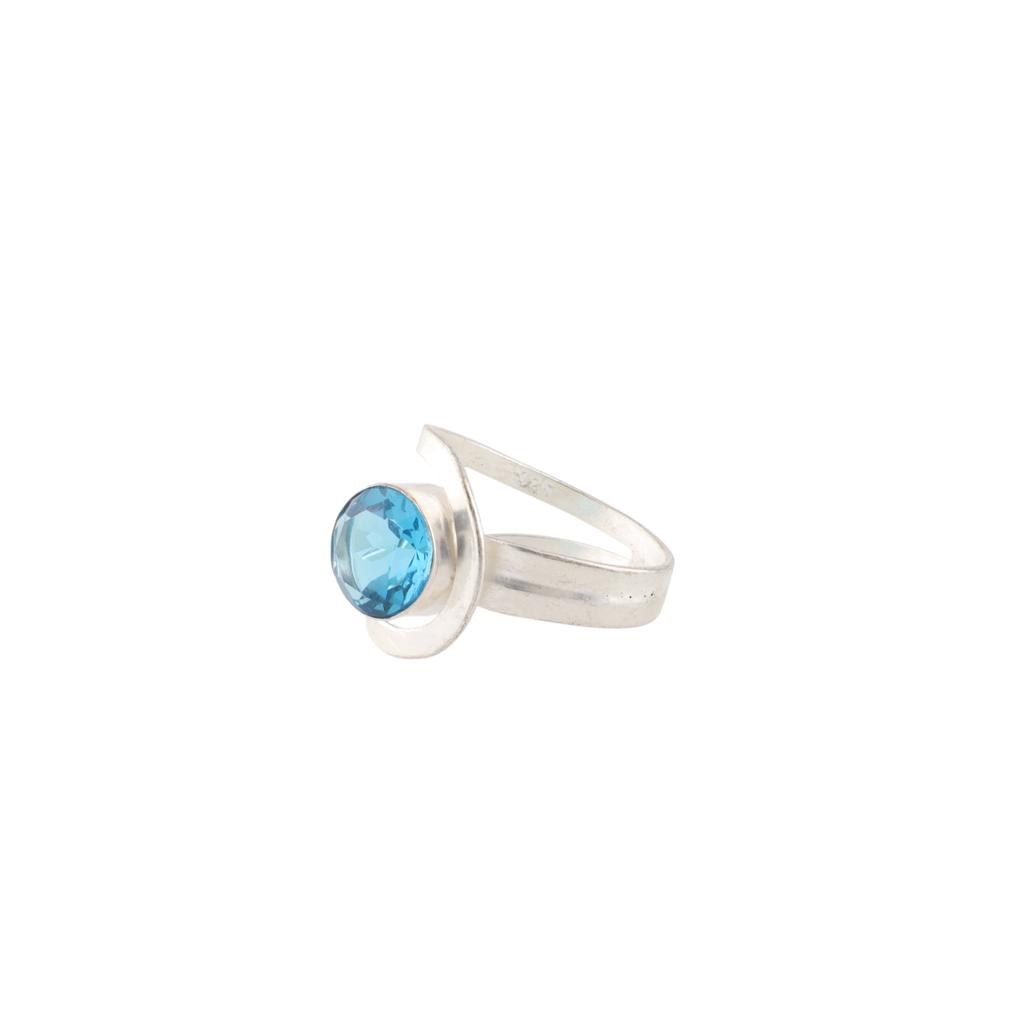 Swiss Blue Topaz Gemstone 925 Sterling Silver Jewelry Handmade Women Gift Ring RR-68-3