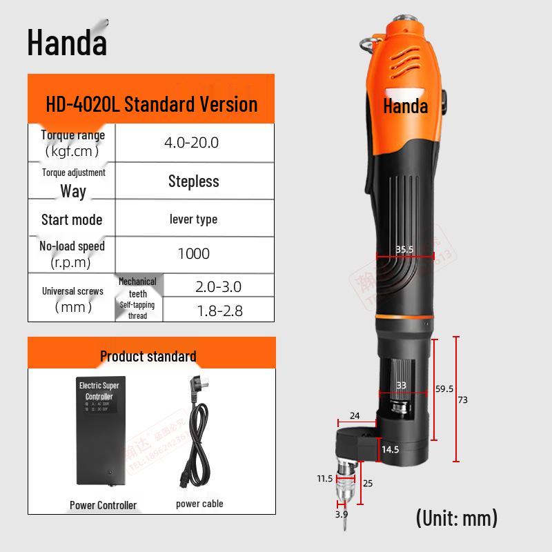 Handa Z-Type Angled Electric Screwdriver, Industrial-Grade Brushless with Adjustable Torque for Narrow Spaces