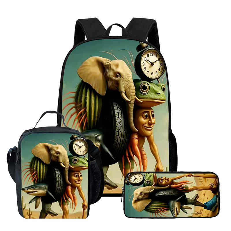 Wooden Stick Man Brain Rot Schoolbag High Definition Printing Leisure Cross Border Light Backpack