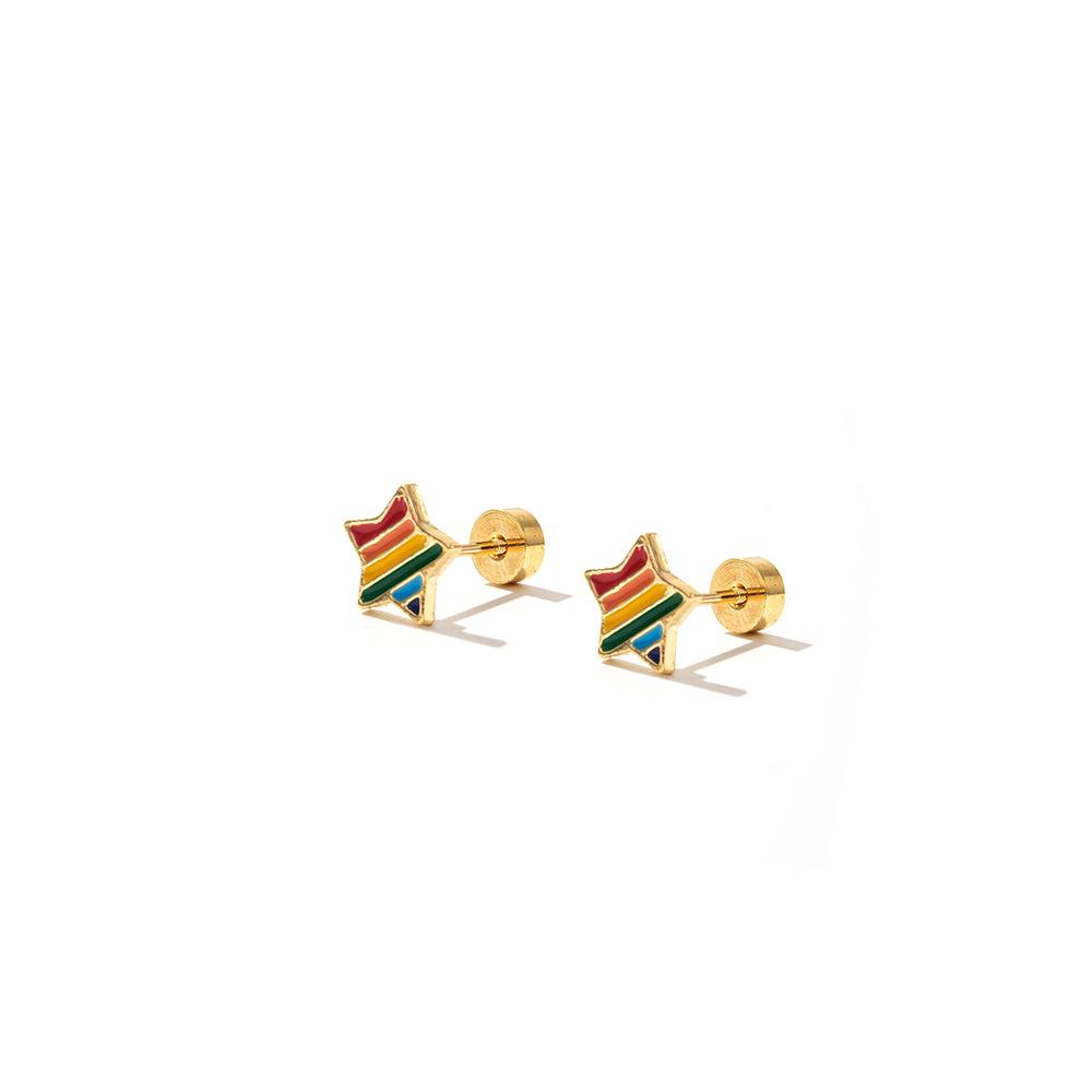 New Earrings Rainbow Color Geometric Drip Earrings Stylish Simple Style Jewelry Women