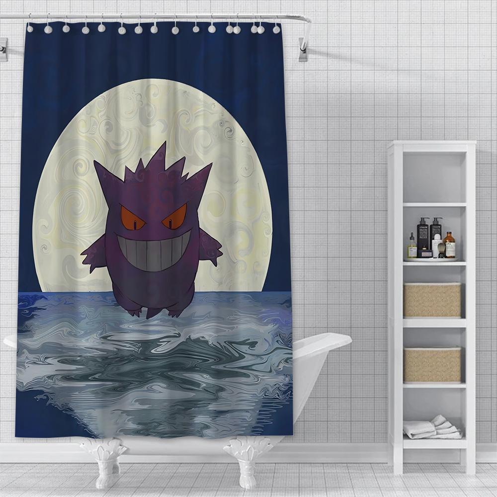 

P-Покемоны G-Генгары Занавеска для душа Водонепроницаемая полиэстеровая ткань Краска Занавески для ванны Домашний декор для ванной комнаты Занавеска с крючком YL90x180cm