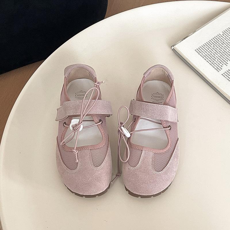 2025 Spring and Summer New Versatile Korean Version of Mary Jane Shoes Niche Fashion Silver Ballet Shoes Women's Casual Shoes