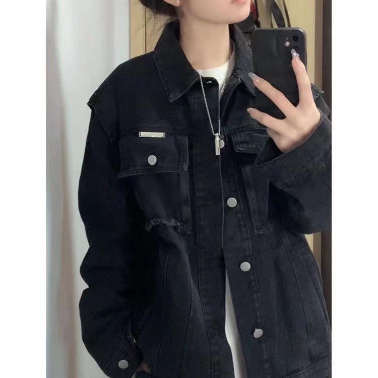 2025 Women's Short Slim Hooded Denim Jacket – Korean Style, Long-Sleeved, for Spring & Autumn Students