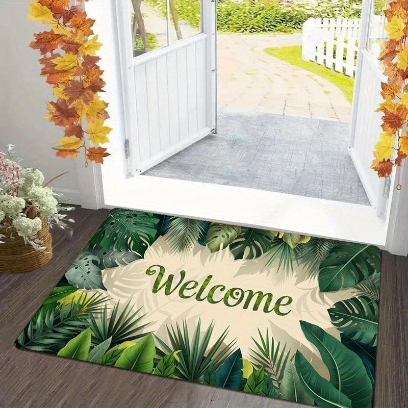 VIKAMA Bohemian Tropical Plant Welcome Mat Non-Slip Machine Washable Bathroom Kitchen Porch Carpet Home Decoration