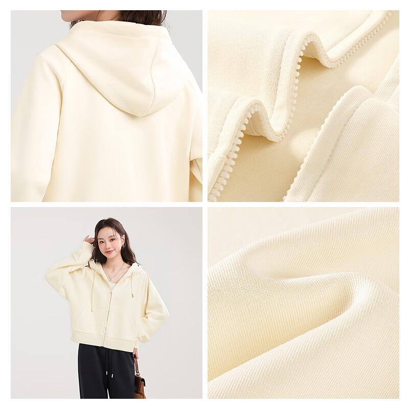 MJ STYLE Women's Cropped Hooded Zip-Up Sweatshirt