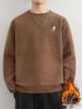 Men's Youth Velvet Thickened Wool Sweater - Embroidered, Warm, Trendy Round Neck Knitwear for Autumn and Winter