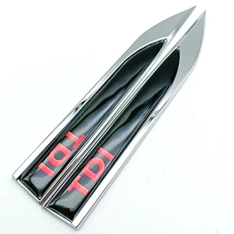 AABGJ1 2Pcs 3D Blade Metal Logo TDI Emblem Car Fender Badge Decal For Volkswagen VW Polo Golf 6 7 Passat B6 T5 TDI Sticker Accessories
