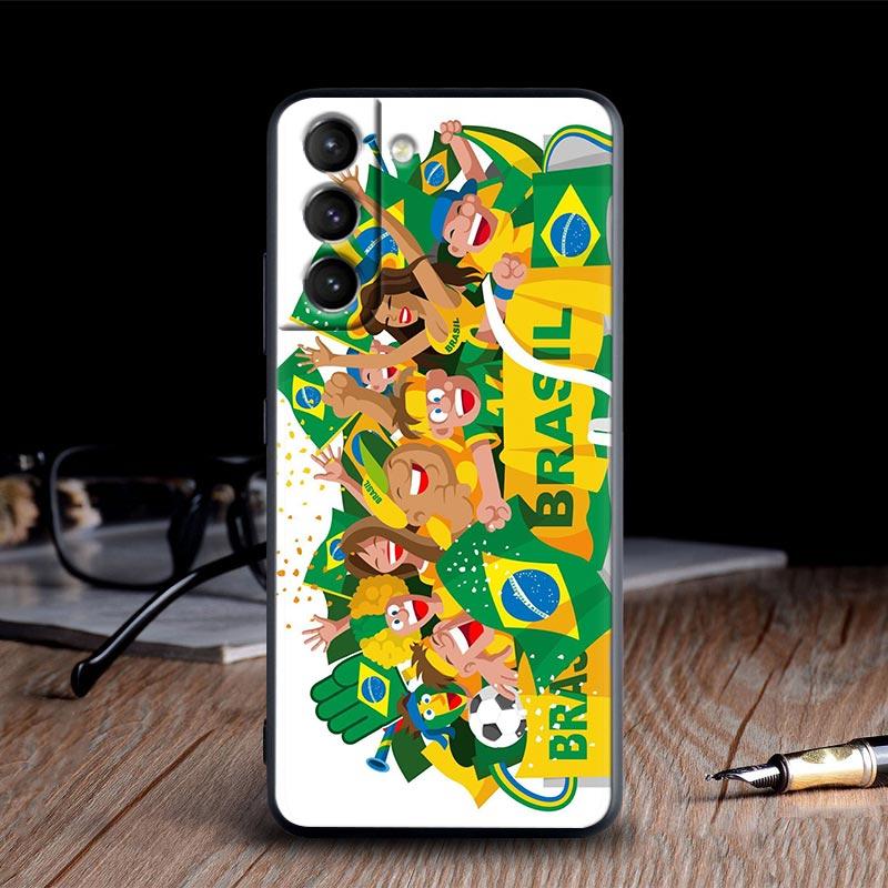 Brazil Flag Silicone Case For Samsung S23 Ultra S24 5G S21 S20 FE Back Cover Galaxy S22 s23 S24 S10 Plus Case Brazilian Football