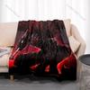 Moonlit Samurai Silhouette Twin Blades Petals Print Blanket Flannel Material Soft Warm for All Seasons Home Camping Picnics RV